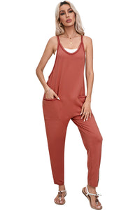 Harem Pants Sleeveless V Neck Jumpsuit