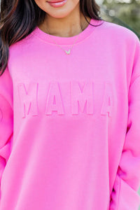 Pink MAMA Embossed Sweatshirt