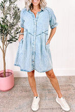 Load image into Gallery viewer, Mineral Wash Ruffled Denim Dress
