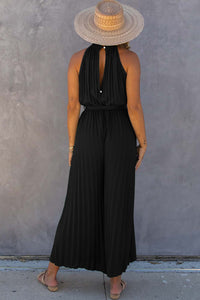 Black Pleated Wide Leg Jumpsuit