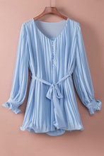 Load image into Gallery viewer, Blue Pleated Romper
