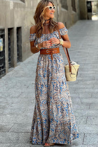 Paisley Print Off Shoulder Maxi Dress