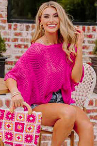 Pink Knit Scallop Edge Top