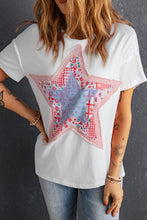 Load image into Gallery viewer, White Star Patchwork Loose T-shirt
