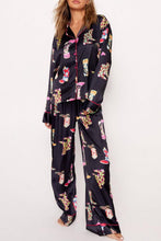 Load image into Gallery viewer, Black Western Cowgirl Boots Printed Satin Long Pajama Set
