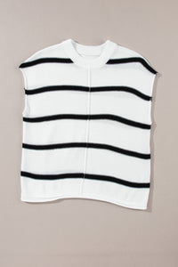 White Striped Batwing Sleeve Sweater Tee