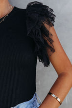 Load image into Gallery viewer, Black Ruffle Knit Top
