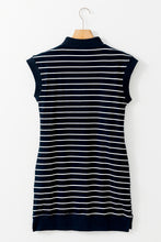 Load image into Gallery viewer, Navy Blue Quarter Zip Collared Cap Sleeve Mini Dress
