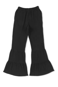 Black Ruffled Bell Bottom Pants