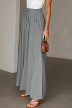 Load image into Gallery viewer, Gray Drawstring Smocked High Waist Wide Leg Pants
