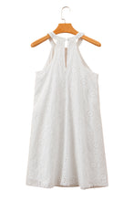 Load image into Gallery viewer, White Boho Eyelet Pattern Halter Neck Sleeveless Dress
