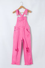 Load image into Gallery viewer, Pink Distressed Denim Overall
