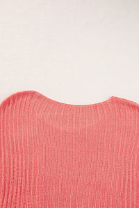 Salmon Loose Knit Tee with Slits