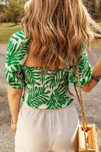 Load image into Gallery viewer, Tropical Leaf Print Smocked Crop Top
