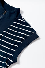 Load image into Gallery viewer, Navy Blue Quarter Zip Collared Cap Sleeve Mini Dress
