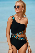 Load image into Gallery viewer, Black Cutout One Shoulder One Piece Swim Suit
