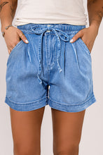 Load image into Gallery viewer, Beau Blue Casual Chambray Drawstring Shorts
