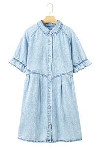 Mineral Wash Ruffled Denim Dress