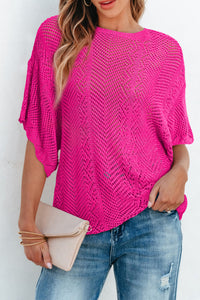 Pink Knit Scallop Edge Top