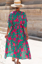 Load image into Gallery viewer, Green and Pink Floral Maxi Dress
