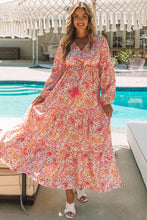 Load image into Gallery viewer, Orange Paisley Print  Maxi Dress
