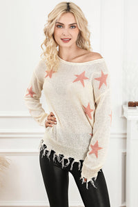 Raw Hem Star Sweater