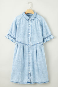 Mineral Wash Ruffled Denim Dress