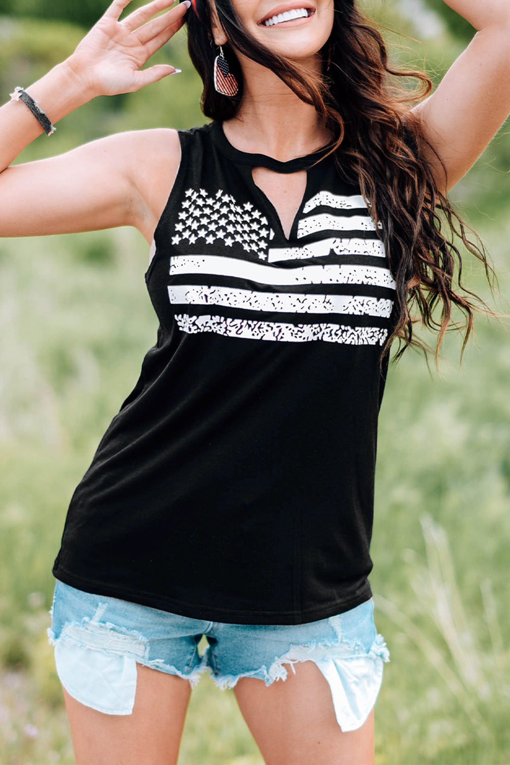 American Flag Print Tank Top