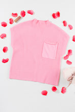 Load image into Gallery viewer, Pink Patch Pocket Ribbed Knit Short Sleeve Sweater
