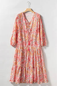 Orange Paisley Print  Maxi Dress