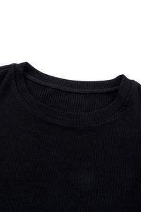 Black Ruffle Knit Top