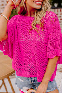 Pink Knit Scallop Edge Top