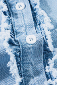 Ruffled Frayed Denim Top