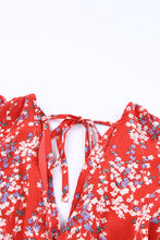 Load image into Gallery viewer, Red Floral Ruffled Crop Top and Maxi Skirt Set
