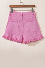 Load image into Gallery viewer, Pink Frayed Edge Mid Rise Denim Shorts
