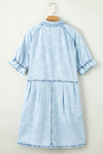 Load image into Gallery viewer, Mineral Wash Ruffled Denim Dress
