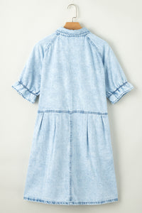 Mineral Wash Ruffled Denim Dress