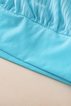 Load image into Gallery viewer, Turquoise Striped Mesh Knotted Hem Tankini Swimsuit
