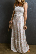 Load image into Gallery viewer, White Lace Frilly Straps Shirred Floral Maxi Dress
