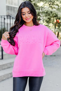 Pink MAMA Embossed Sweatshirt