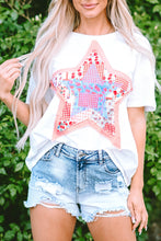 Load image into Gallery viewer, White Star Patchwork Loose T-shirt
