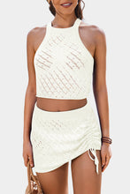 Load image into Gallery viewer, White Hollowed Crochet Cropped 2 Piece Beach Dress
