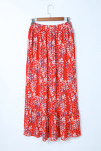 Load image into Gallery viewer, Red Floral Ruffled Crop Top and Maxi Skirt Set
