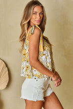 Load image into Gallery viewer, Yellow Floral Patchwork Tied Straps Buttoned Tank Top
