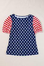 Load image into Gallery viewer, Navy Blue 4th Of July Stars Stripes Puff Sleeve T Shirt
