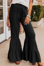 Load image into Gallery viewer, Black Ruffled Bell Bottom Pants
