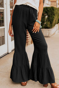 Black Ruffled Bell Bottom Pants