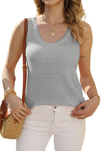 Load image into Gallery viewer, Philippine Gray Scoop Neck Waffle Knit Flowy Vest
