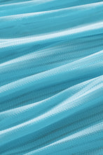 Load image into Gallery viewer, Turquoise Striped Mesh Knotted Hem Tankini Swimsuit
