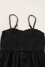 Load image into Gallery viewer, Black Spaghetti Straps Smocked Front Slit Buttoned Dress
